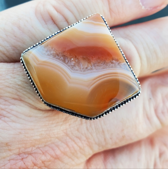 New Botswana Agate 925 Silver Statement Ring. - Picture 11 of 15